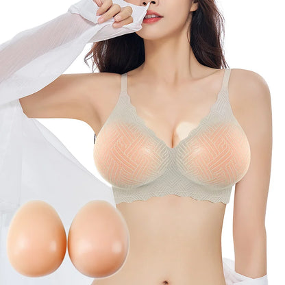 Artificial Silicone Breasts Forms Pads Fake Boobs Chest Women's Silicone Underwear Eexy Breast Padded Bra Becomes Big