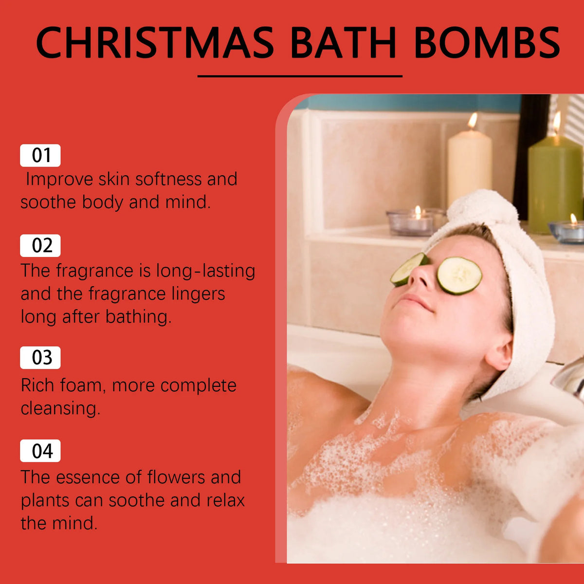 OceAura Christmas Bath Ball Gifts Deep Moisturize Bathroon Supplies Relax Mood Lasting Fragrance Body Exfoliating Spa Bath Bombs