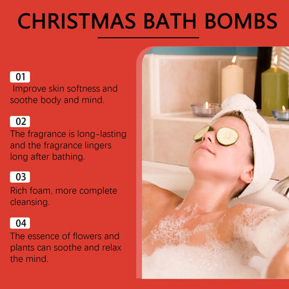 OceAura Christmas Bath Ball Gifts Deep Moisturize Bathroon Supplies Relax Mood Lasting Fragrance Body Exfoliating Spa Bath Bombs