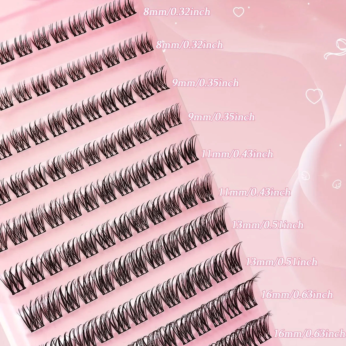 120 Clusters of False Eyelashes, 8-16mm, Naturally Slender, Reusable, Perfect for Halloween, Christmas, Valentine's Day Gifts, Wedding Season, and Other Occasions