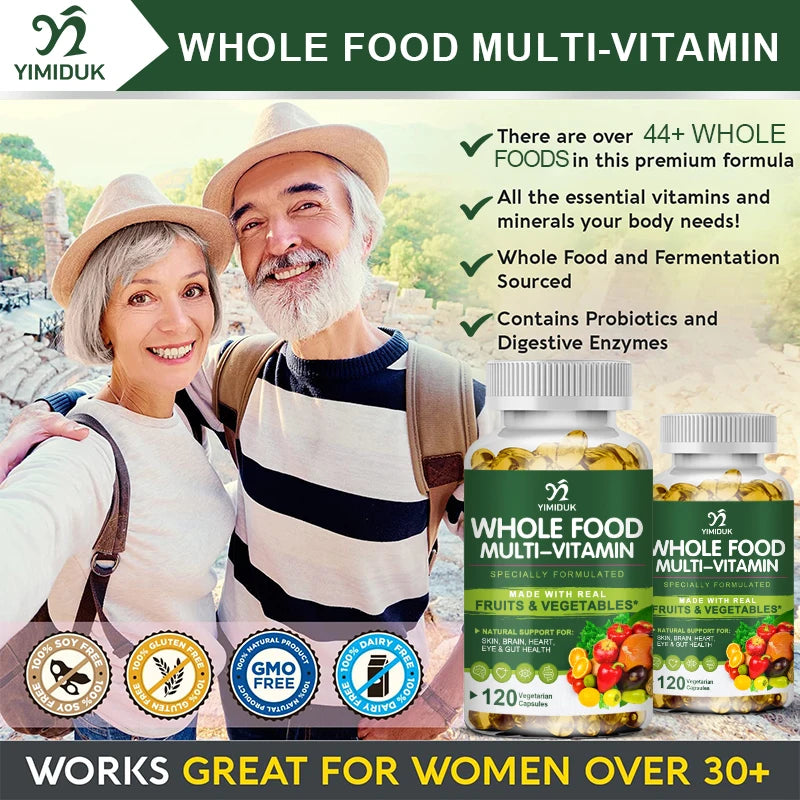 Whole Food Multivitamin Minerals Capsules, Supplement For Stress, Energy And Immune Support