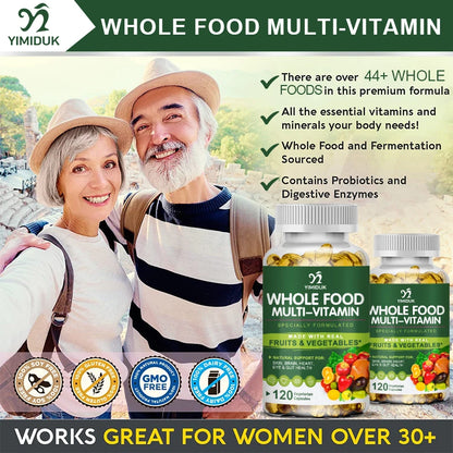 Whole Food Multivitamin Minerals Capsules, Supplement For Stress, Energy And Immune Support