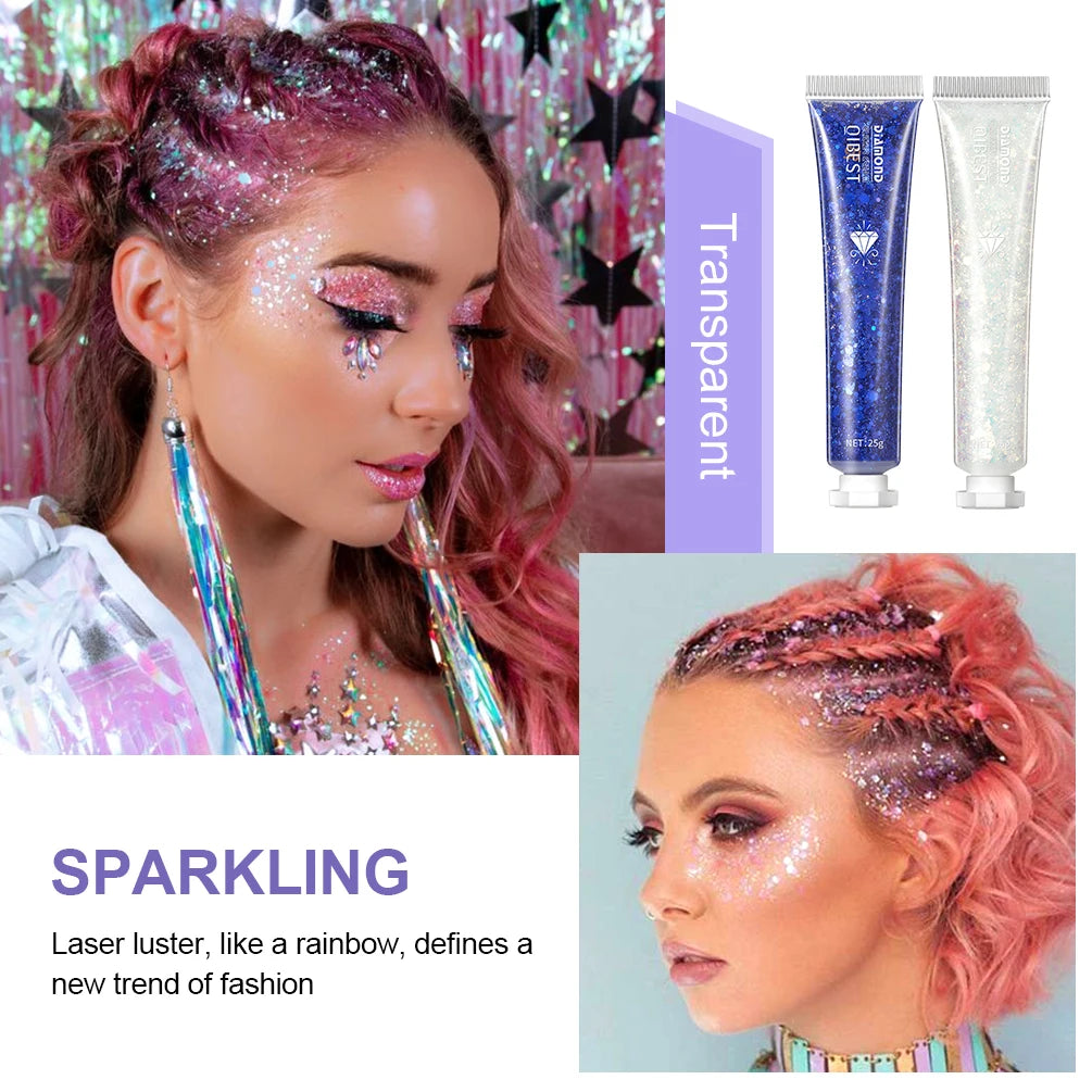 6 Colors Holographic Body Glitter Gel Set Christmas Party Makeup Face Eye Lips Hair Nail Cosmetic Festival Glitter Cosmetics