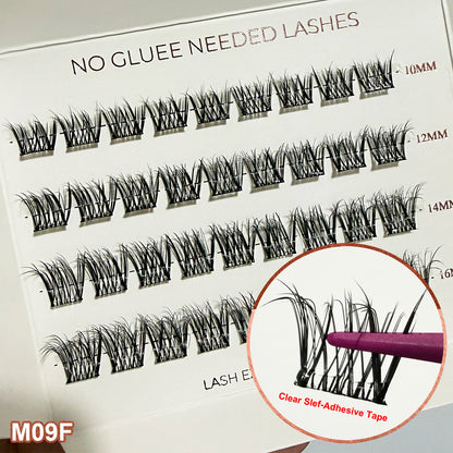 Self Adhesive Cluster Lashes Wide Pre‑glued Tap Natural DIY Eyelash Extension No Glue Need Eyelashes Press On Manga Lashes