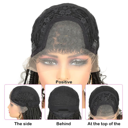Alibaby 12inch Synthetic Knotless Box Braided Wigs for Women Premium Braided Lace Front Wigs with Baby Hair Natural Looking