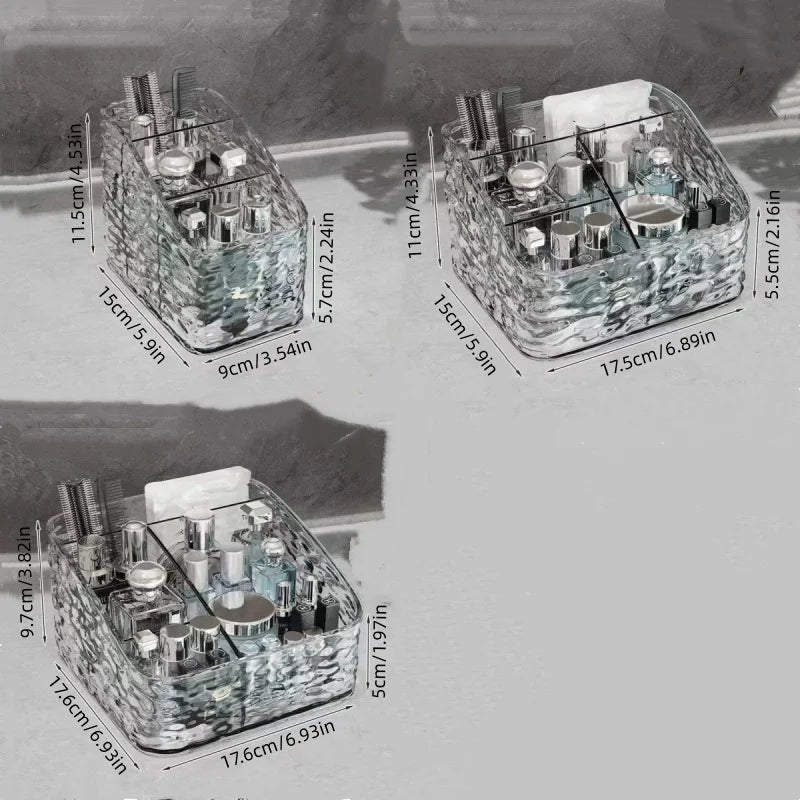 1Pc/Transparent Acrylic Cosmetics Storage Box Desktop Compartment Organizer Box Trapezoidal Cosmetics Storage