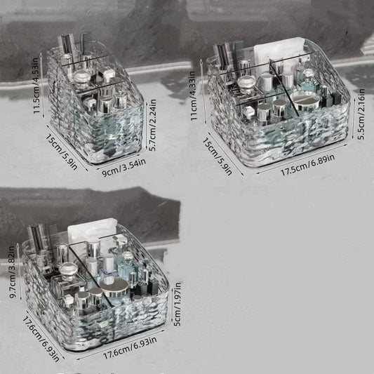 1Pc/Transparent Acrylic Cosmetics Storage Box Desktop Compartment Organizer Box Trapezoidal Cosmetics Storage