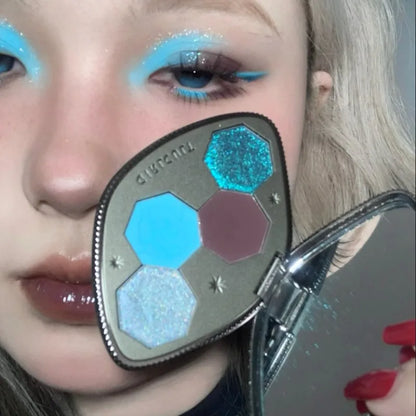 Girlcults Makeup Pressed Glitter Eyeshadow Palette Shimmer Matte Chameleon 4 Color Long Lasting Eye Shadow Cosmetics Full Set