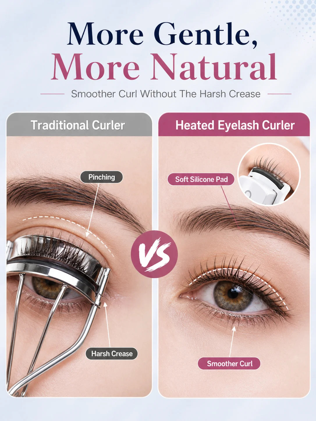 Electric Eyelash Curler Heated Eyelash Curler Rechargeable Eyelash Curler Dual Temperature Fast Heating Portable Makeup Tool