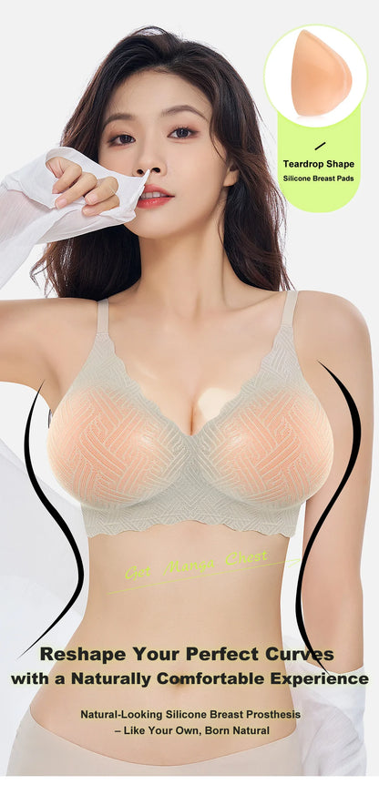 Artificial Silicone Breasts Forms Pads Fake Boobs Chest Women's Silicone Underwear Eexy Breast Padded Bra Becomes Big