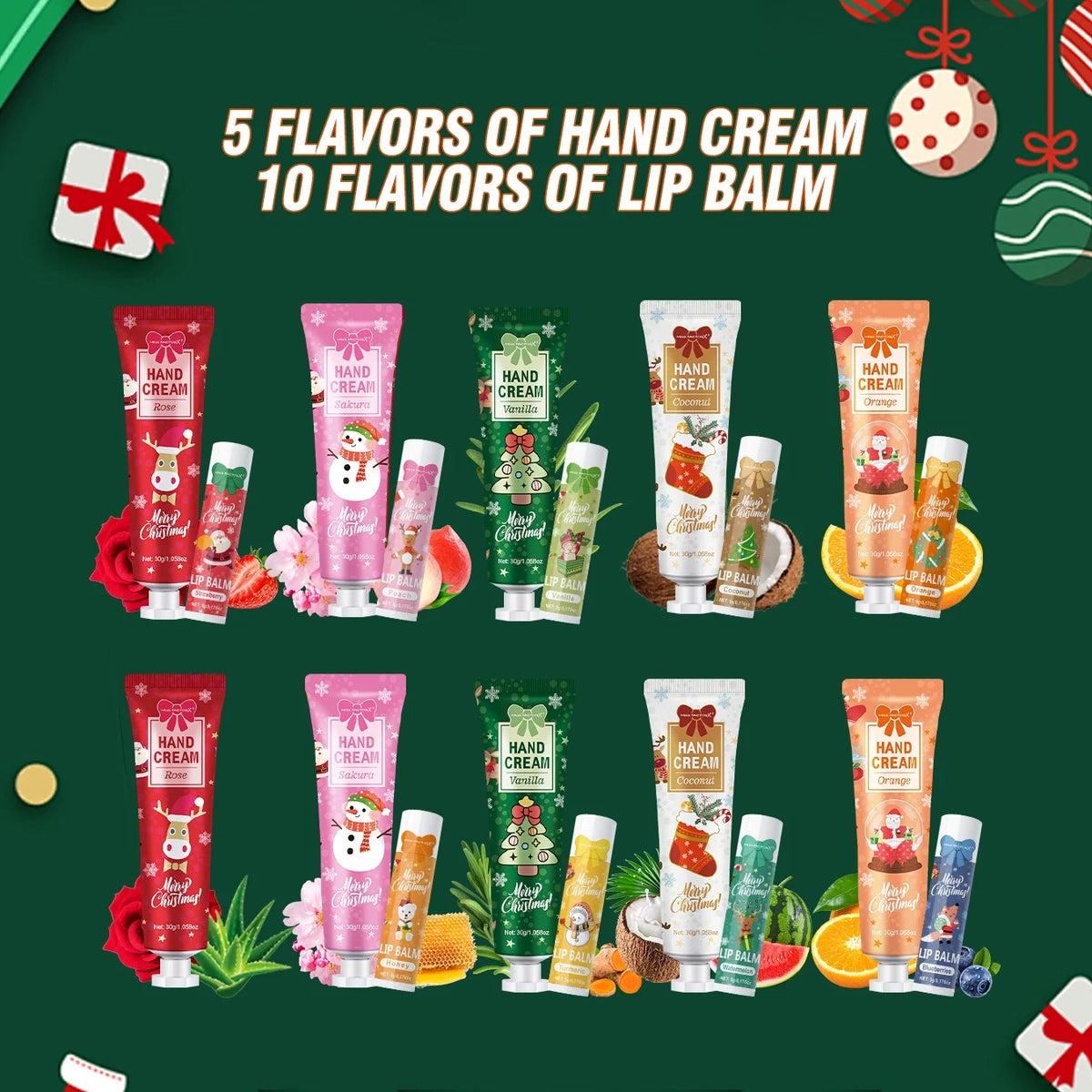 30 Sets per Box. Assorted Moisturizing Lip Balms and Hand Creams. Perfect for Christmas Giveaways and New Year Gifts.