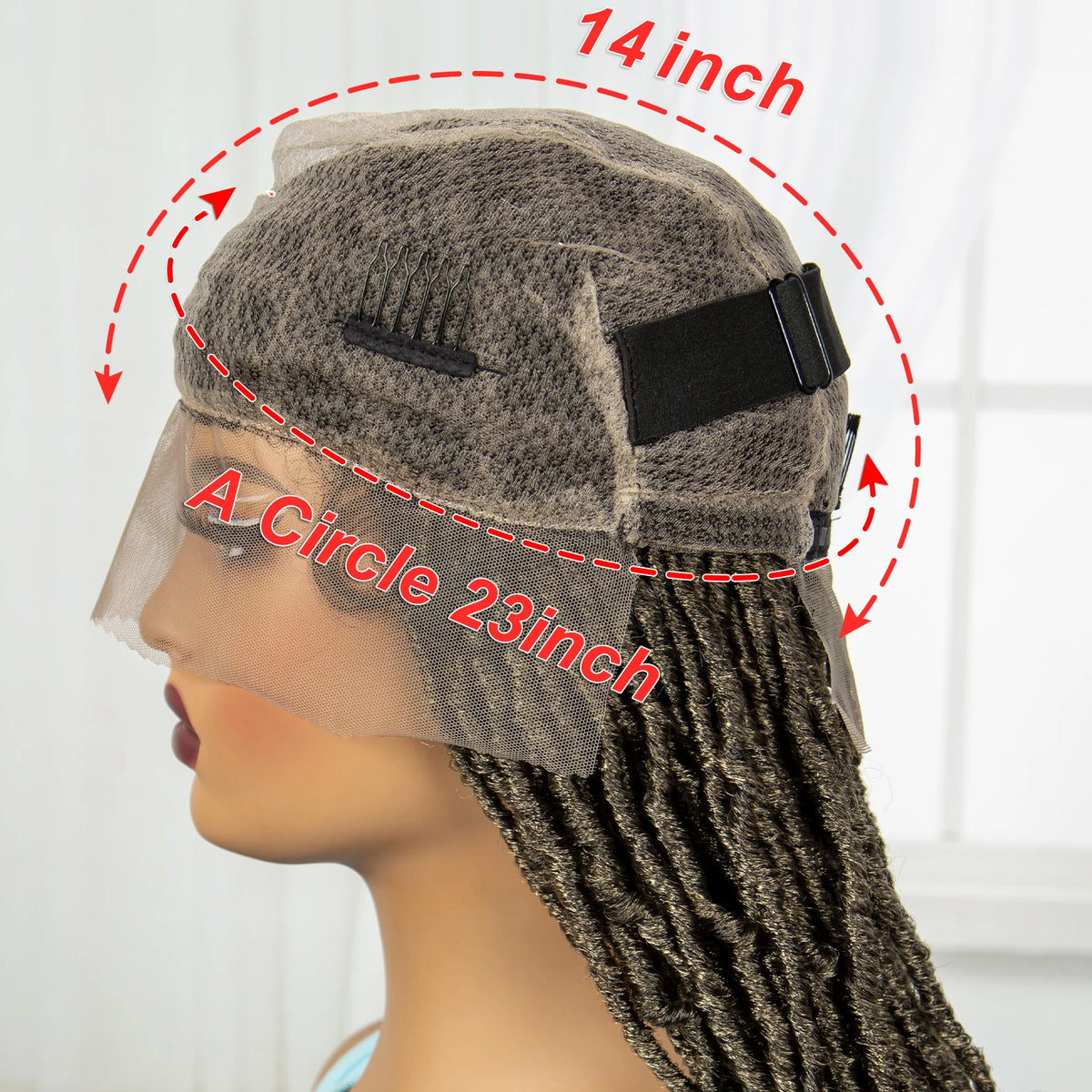 24Inch Full Lace Locs Braided Wigs with Baby Hair Lace Frontal Synthetic Braids Wigs for Black Women Natural HD Lace Braids Wigs
