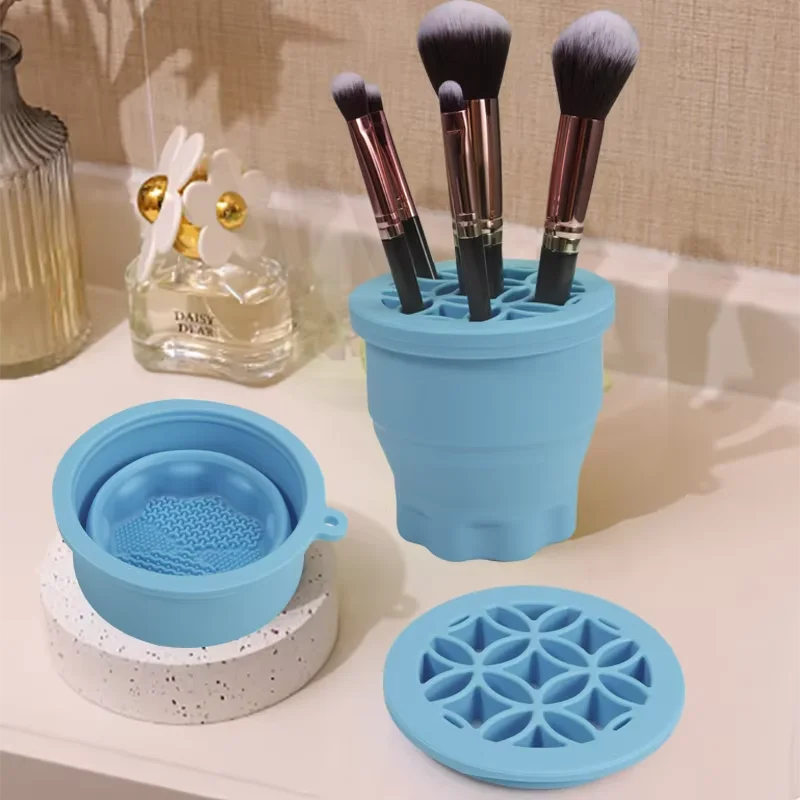 1Pcs Silicone Makeup Brush Washing Bowl Cleaning Box Sponge Powder Puff Washer Beauty Egg Drying Storage Makeup ToolArtifact
