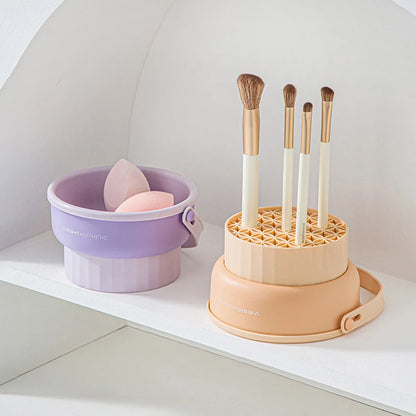 Makeup Brush Cleaning Bucket Washing And Drying Tools Beauty Makeup Powder Puff Cleaning Artifacts Drying Rack Storage Box