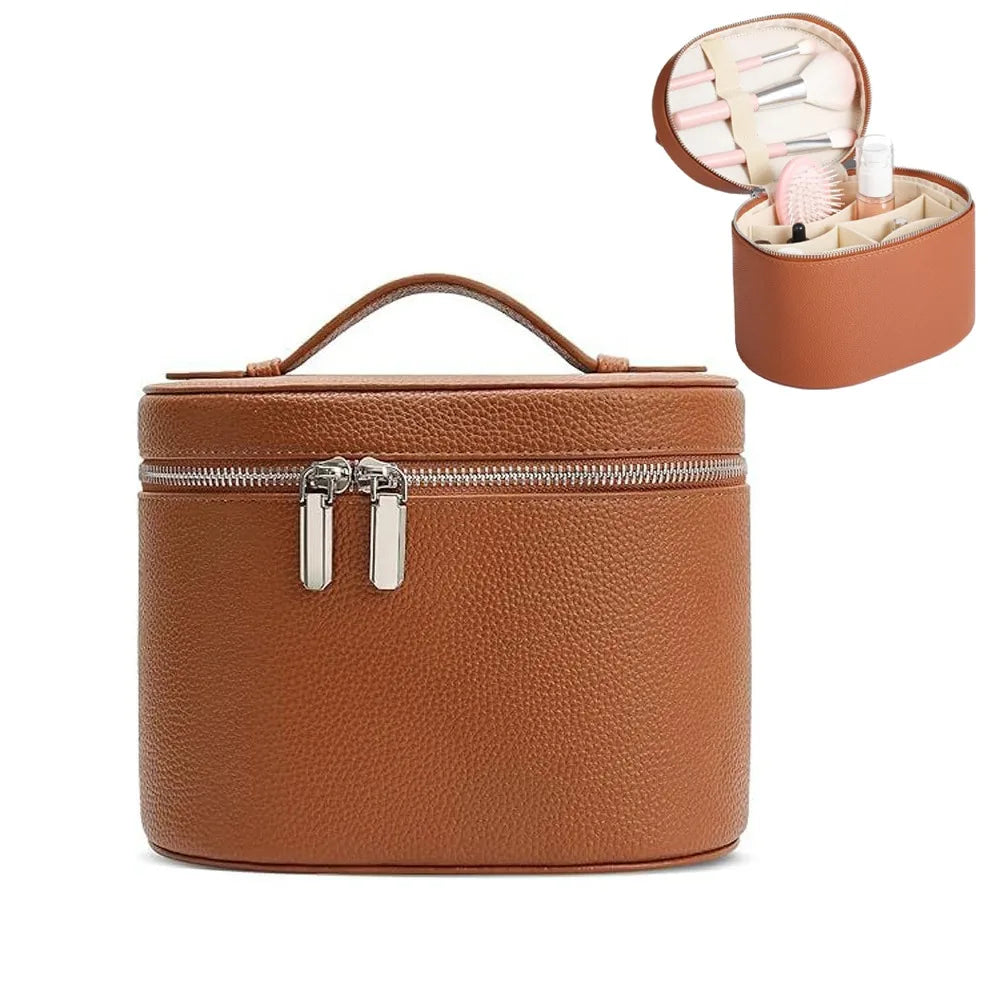 Large Capacity Cosmetic Box PU Leather Internal Storage Box Travel Organizer Bag Waterproof Zipper Closure Makeup Bag Daily Use