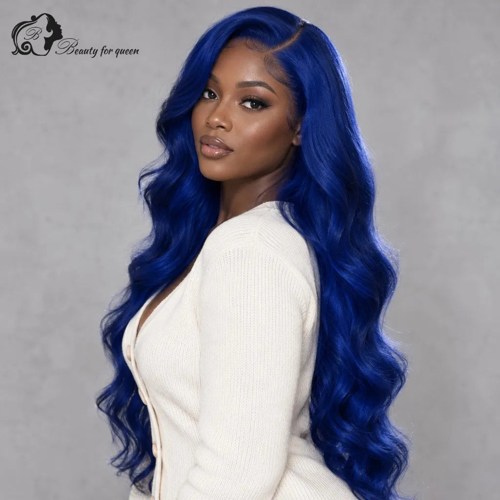 Sapphire Blue Body Wave Wig Long Glueless Heat Friendly Middle Part Extensions Premium Cosplay Silky Everyday Deep Luxe Pro