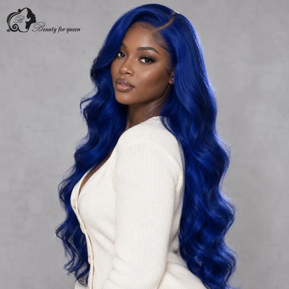 Sapphire Blue Body Wave Wig Long Glueless Heat Friendly Middle Part Extensions Premium Cosplay Silky Everyday Deep Luxe Pro