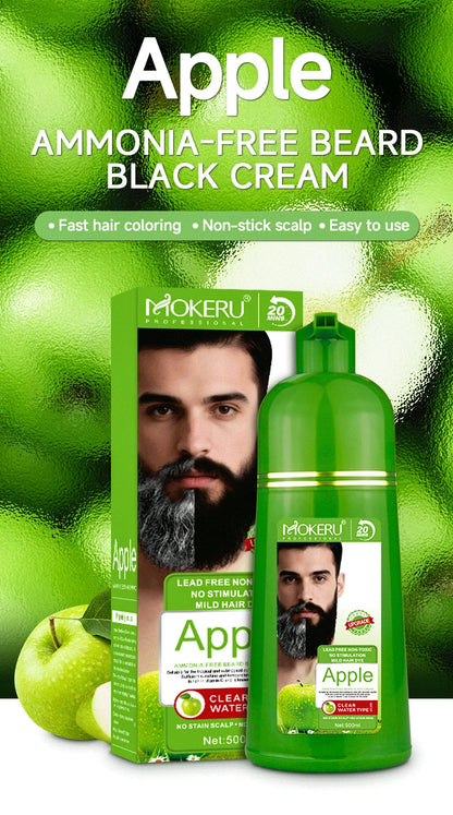 Natural 500ml 1Pack Apple Hair Color Cream Ammonia Free100% Gray Hair Coverage Apple Hair Color Black Hair Dye Shampoo for Men