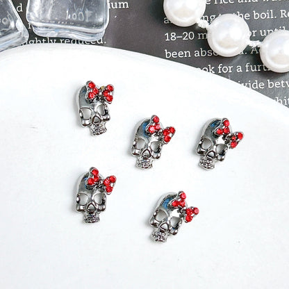 20PCS Multiple Style Alloy Skull Spider Nail Art Charms New Creative Glass Diamond Bat Halloween Nail Decorations for DIY Nails