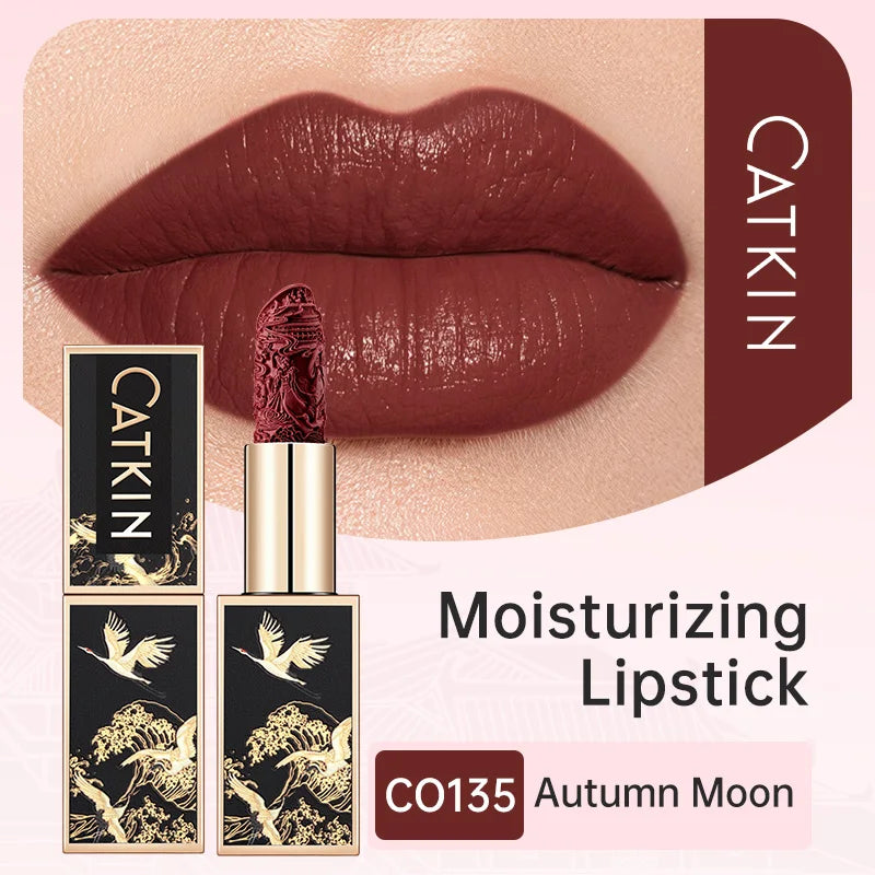 CATKIN Christmas Limited New Year's Lipstick for Lips CATKIN Moisturizing with Golden Glosses, Tone CP170 Crimson Pink, 3.6 G