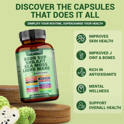 24-In-1 Soursop Supplement - Rich in Antioxidants, Promotes Skin, Joint and Bone Health, and Boosts Immune Function, Vegetarian