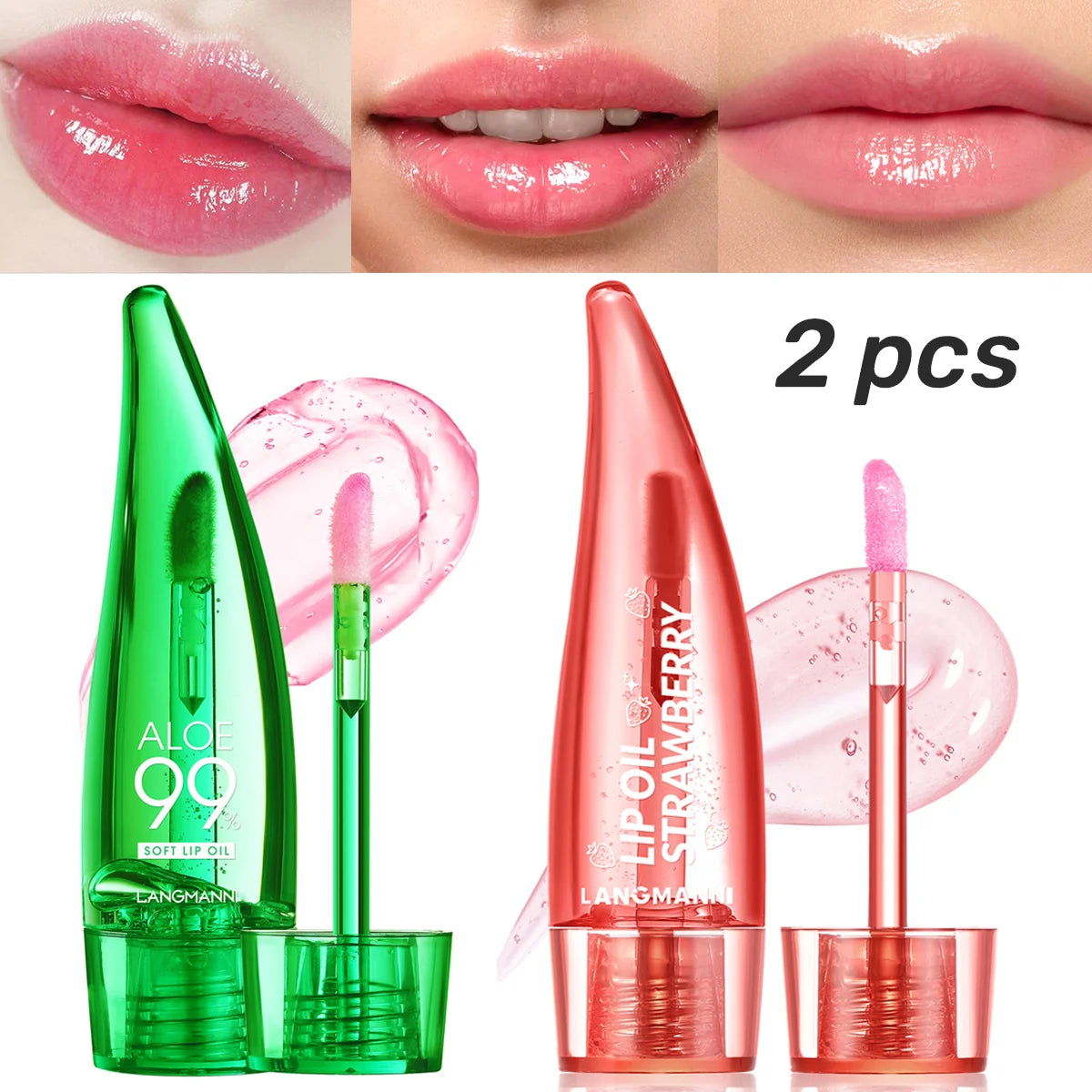 1pc/2pc Aloe Vera Moisturising Lip Gloss Warm Feeling Colour Changing Lip Glaze Long Lasting Moisture Lip Oil Lip care