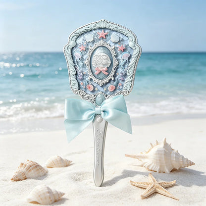 Flower Knows Shell Jewel Hand Mirror Ocean Style Makeup Mirror Portable Compact Beauty Mirror Aesthetic Princess Vanity Mirror