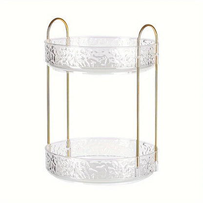1Pc/Water Ripple Pattern Bedroom Vanity Cosmetic Rotating Storage Rack Box Bathroom Desktop Perfume and Skincare Tray