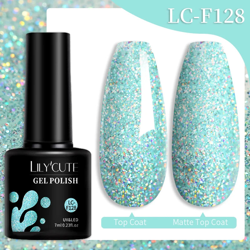 LILYCUTE 7ML 3 IN 1 Platinum Cat Magnetic Gel Nail Polish Silver Moonlight Magnetic Nail Sparkling Glitter Semi Permanent UV Gel