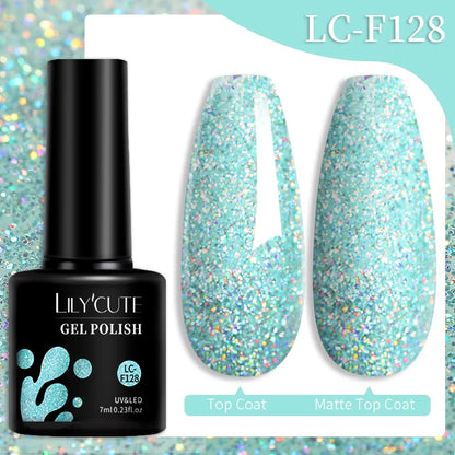 LILYCUTE 7ML 3 IN 1 Platinum Cat Magnetic Gel Nail Polish Silver Moonlight Magnetic Nail Sparkling Glitter Semi Permanent UV Gel