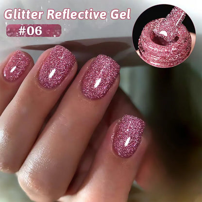 ZH 1-4Pcs 12ML Pink Blue White Green Color Series Ladybug Glitter Gel Nail Polish, Popular Yun Brocade Diamond Gel Polish