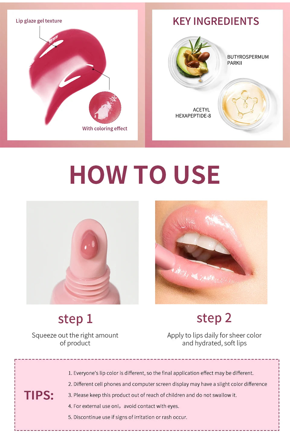 Christmas Gift Hydrating Lip Gloss Glitter Plumping Lipgloss High Shine Glass Finish Nude Colors Shiny Jelly Liquid Lipstick