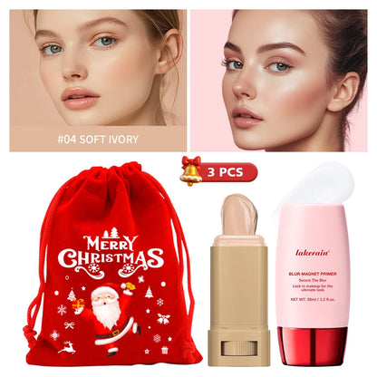 Blur Magnet Primer & Eraser Foundation Stick Long Lasting Pore Minimizing Smooth Face Makeup Oil Control Matte Christmas Gift