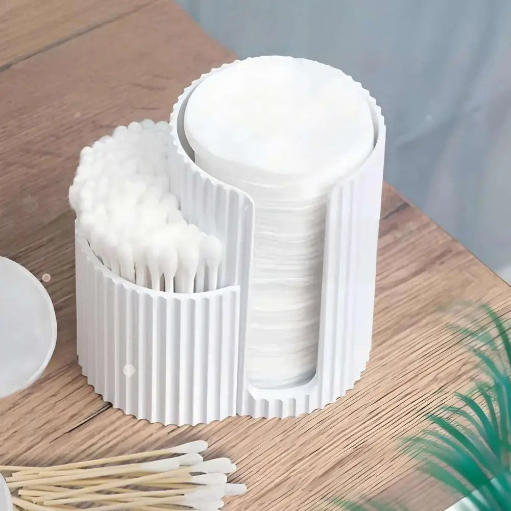 2-Hole Cotton Swab & Makeup Pad Storage Box Dustproof Container For Sponges Nail Tools, Vanity Desk Organizer
