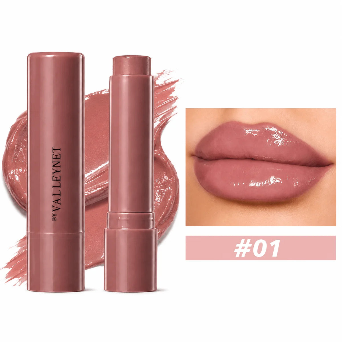 1PC Moisturizing Tinted Lip Balm Stick,3 Shades, Hydrating Glossy Lipstick for Dry Chapped Lips, Lightweight Shine Lip Care Balm