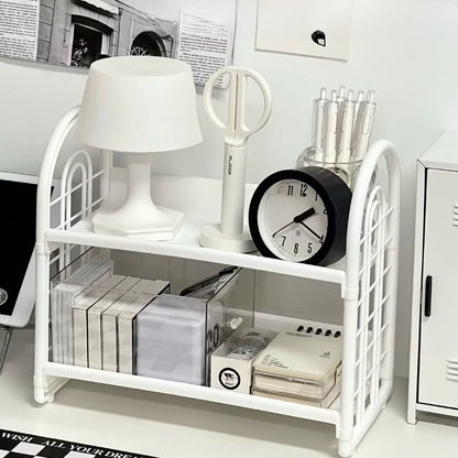 2-Layer Simple desktop Storage Rack for Household Use, Suitable for Storing Cosmetics and Miscellaneous Items in Dormitories