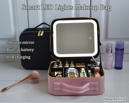 Waterproof PU Leather Cosmetic Bag Professional Large Capacity Storage Make Up Handbag Case Travel Toiletry Makeup Bag For Women