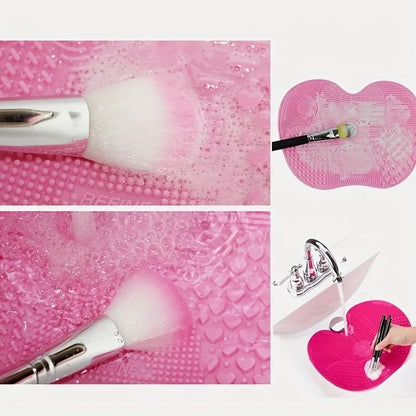 1Pc For Effective Cosmetic Tool Cleaning Makeup Brush Cleaner Silicone Cup Apple-Shaped Pad With Suction