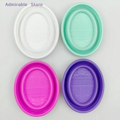 wSoft Silicone Makeup Brush Cleaner Folding Powder Puff Cleaning Bowl Eyeshadow Brushes Wash Clean Mat Beauty Tools Scrubber Box