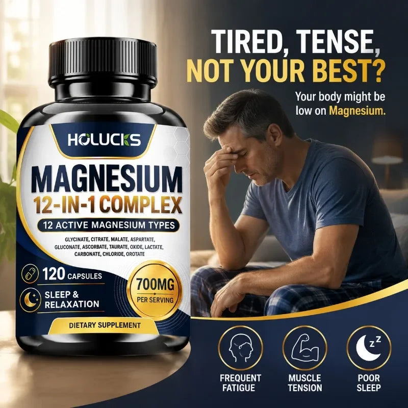 Magnesium Complex Supplement, Support Muscle, Bone & Joint Health, Improve Sleep Quality, Calm Mood, Boost Energy & Nerve Health