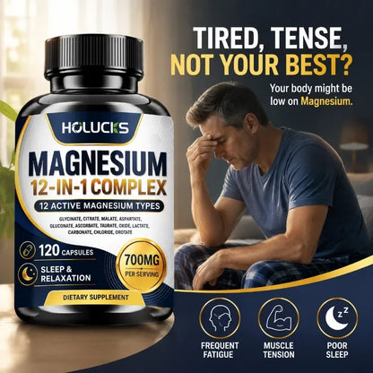 Magnesium Complex Supplement, Support Muscle, Bone & Joint Health, Improve Sleep Quality, Calm Mood, Boost Energy & Nerve Health