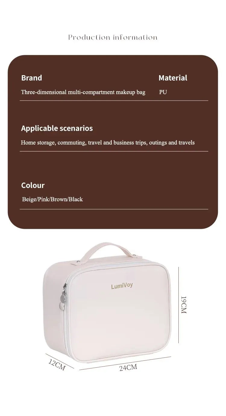 2026 New Fashion Large Capacity PU Zipper Storage Makeup Bags Portable Travel Tote for Bag Makeup Brush Cosmetic Case
