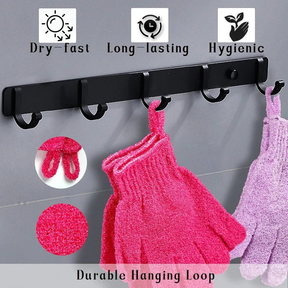 24 Pieces Exfoliating Bath Gloves, Beauty Spa Massage Skin Shower Gel Body Scrub Gloves with Loops - 12 Colors