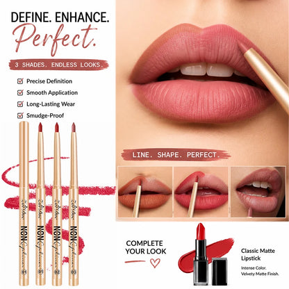 ZaiDoc 3 Colors Lip Liner Pencil Set Long Lasting Waterproof Smudge Proof Smooth Lip Pencil Natural Finish Daily Makeup