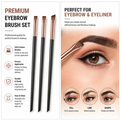 Eyeliner Brush Brow Tint Brushes Eyebrow Brushes Set Fine Angled Point Angled Slanted Tinting Ultra Thin Flat Makeup Premium Eye