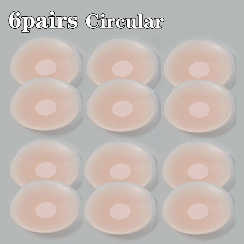 12pcs Women Invisible Nipple Cover Stickers Self-adhesive Chest Breast Petals Silicone Lift Up Paddings Reusable Patch Bra Pads
