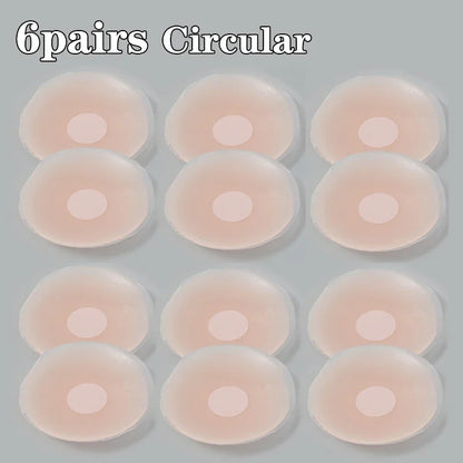 12pcs Women Invisible Nipple Cover Stickers Self-adhesive Chest Breast Petals Silicone Lift Up Paddings Reusable Patch Bra Pads