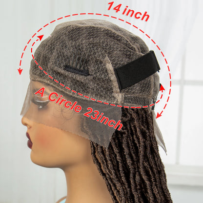 24Inch Full Lace Locs Braided Wigs with Baby Hair Lace Frontal Synthetic Braids Wigs for Black Women Natural HD Lace Braids Wigs