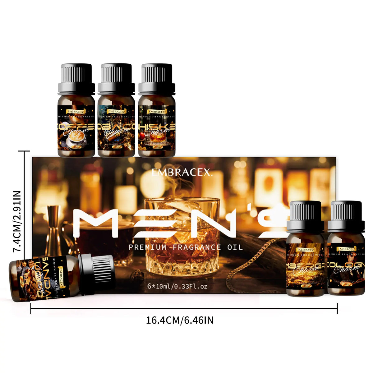 6PC/1PC 10ML Men's Essential Oils Skincare Massage Oil Men's Gift Father's Day Gift Cologne Tobacco Sandalwood