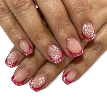 24Pcs Short Oval Press-On Nails - Cute Gingerbread & Candy Cane Christmas Designs, Perfect for Holiday Parties for Women&Girls